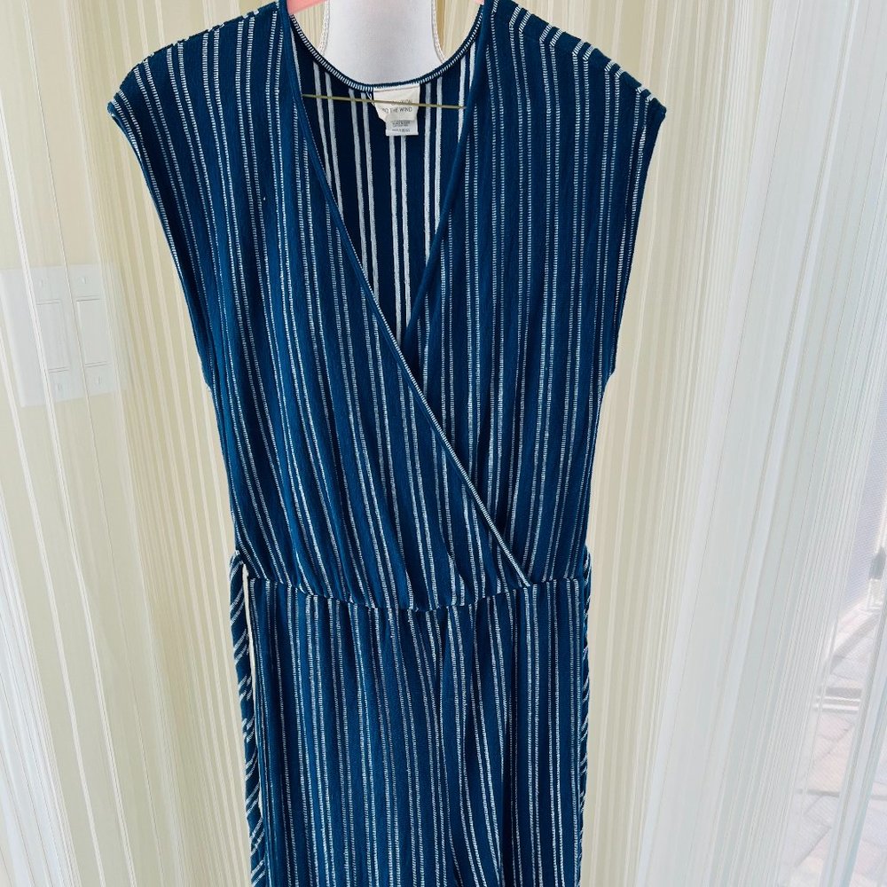 Caution to the wind Navy white sleeveless jumpsuit
